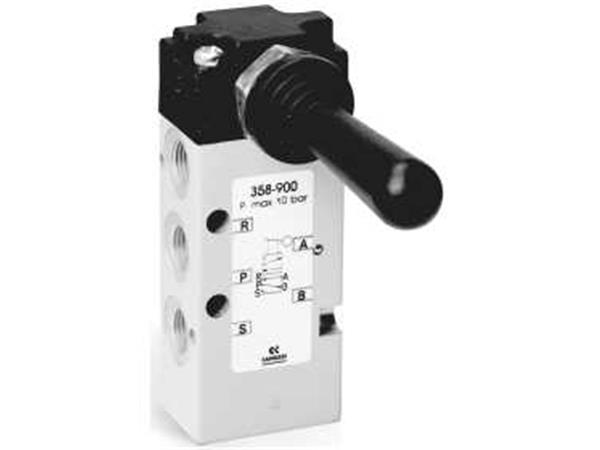 VALVULA 5/2 VIAS G1/8 ALAVANCA - TRAVA - CÓD. 358-900