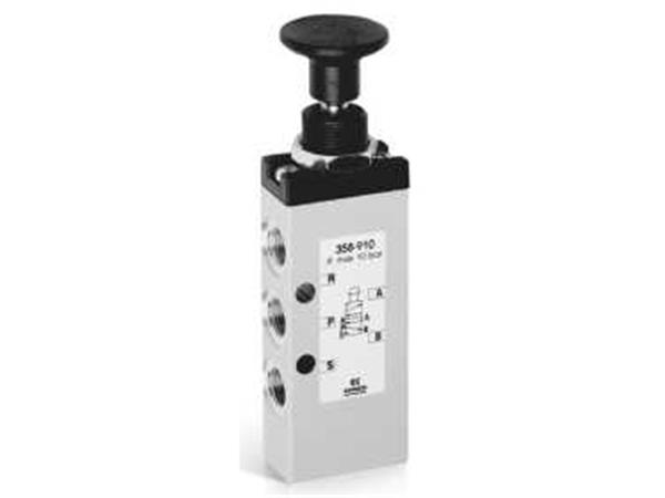 VALVULA 5/2 VIAS G1/8 ACIONAMENTO BOTAO TRAVA - CÓD. 358-910