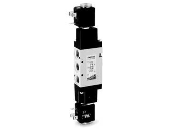 VALV 5/2 VIAS NF G1/4 DUPLO SOLENOIDE + BOBINA + CONECTOR - CÓD. 354011-24V