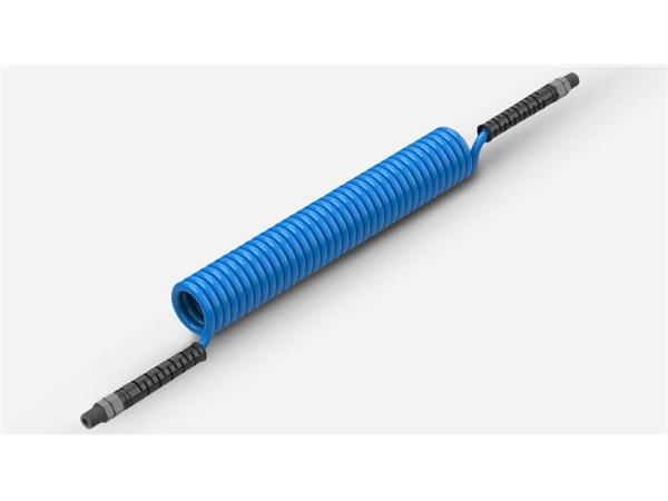 MANGUEIRA ESPIRAL COM CONEXAO DE 1/4 E MOLA -  8,0 X1,25 X 3,50 AZUL - CÓD. - 342ZCP