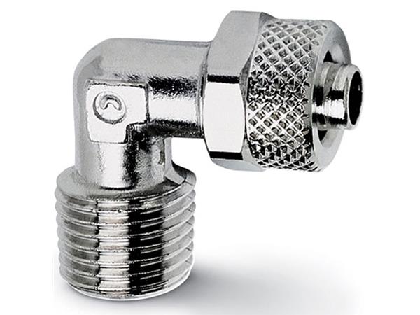 CONEXAO RAPIDA COTOVELO FIXO PARA TUBO 6MM COM ROSCA 3/8 - 03.06.01.0006 - CÓD. 1500 6/4-3/8