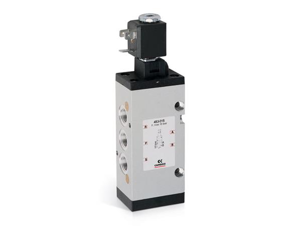 VALVULA S4 G3/8 - 5/2 VIAS SOLEN/MOLA  BOBINA E CONECTOR - CÓD. 453015-24V