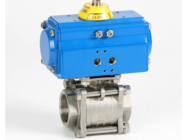 VÁLVULA ESFERA TRIPARTIDA 316 COM ATUADOR PNEUMÁTICO SIMPLES AÇÃO - 1" NPT